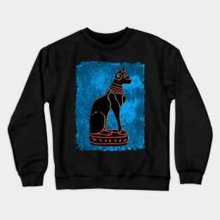 Bastet Cat - BLACK/ORANGE/BLUE Crewneck Sweatshirt